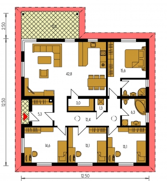 Plan de sol du rez-de-chaussée - BUNGALOW 186